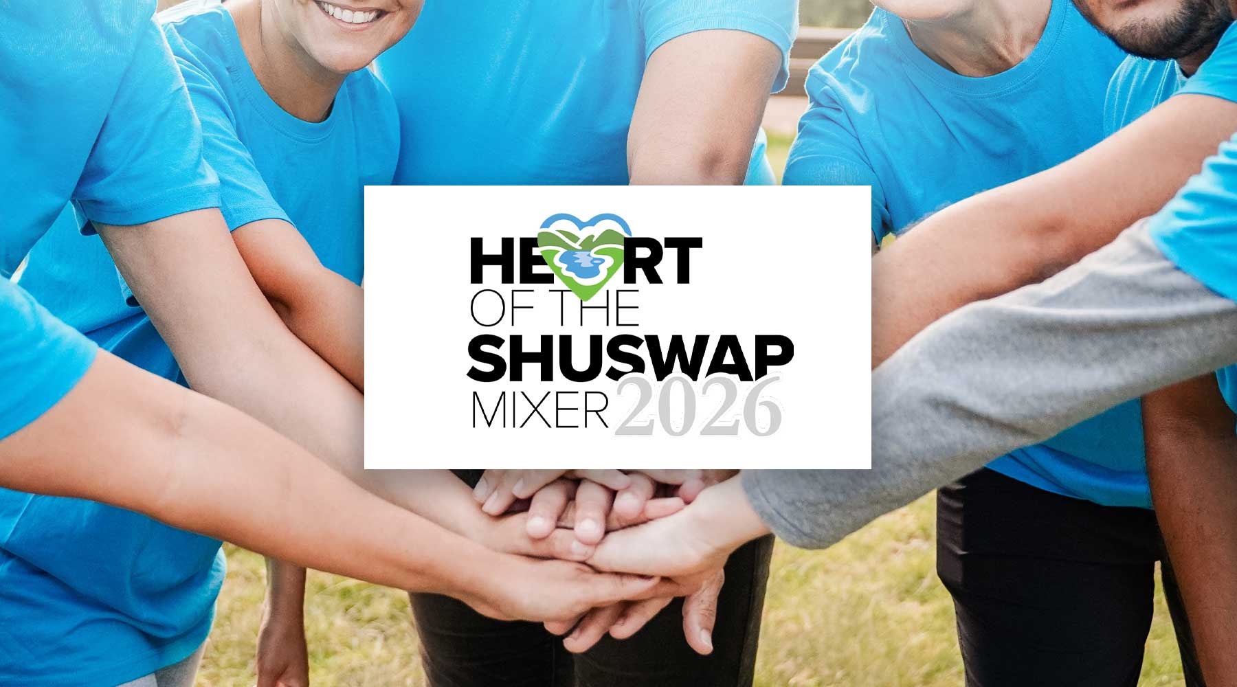 Heart of the Shuswap Mixer post featuring people in blue shirts